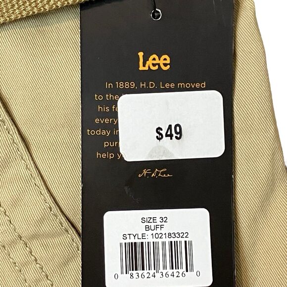 Lee Shorts Mens 32 Khaki Tan Dungarees Belted Wyoming Cargo Outdoor RN 130273 - Picture 8 of 12